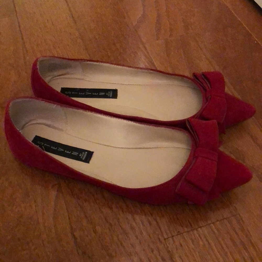 Steven by Steve Madden Red Bow Flats